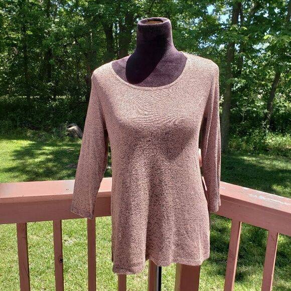 Slinky Brand Ladies Rose Gold Metallic Knit Tunic Size XS - Picture 2 of 14